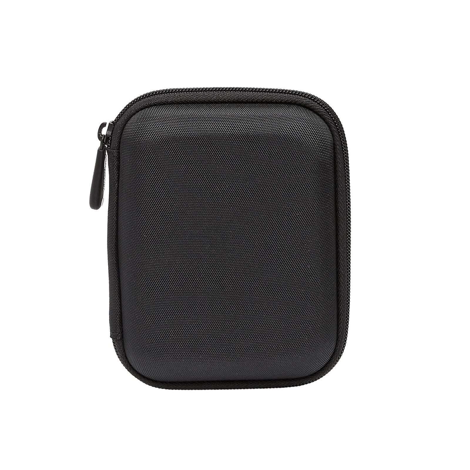 Travel electronics organizer with cables neatly packed